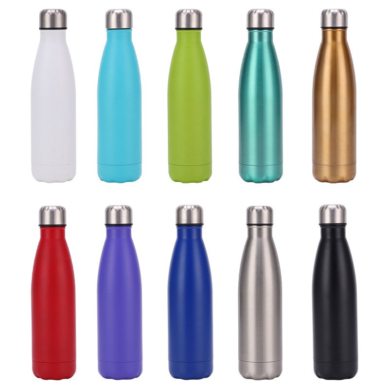 350ml/500ml/750ml Double Wall Stainless Steel Vacuum Flask Eco-Friendly Custom Cola Shaped Sport Water Bottle Direct Drinking