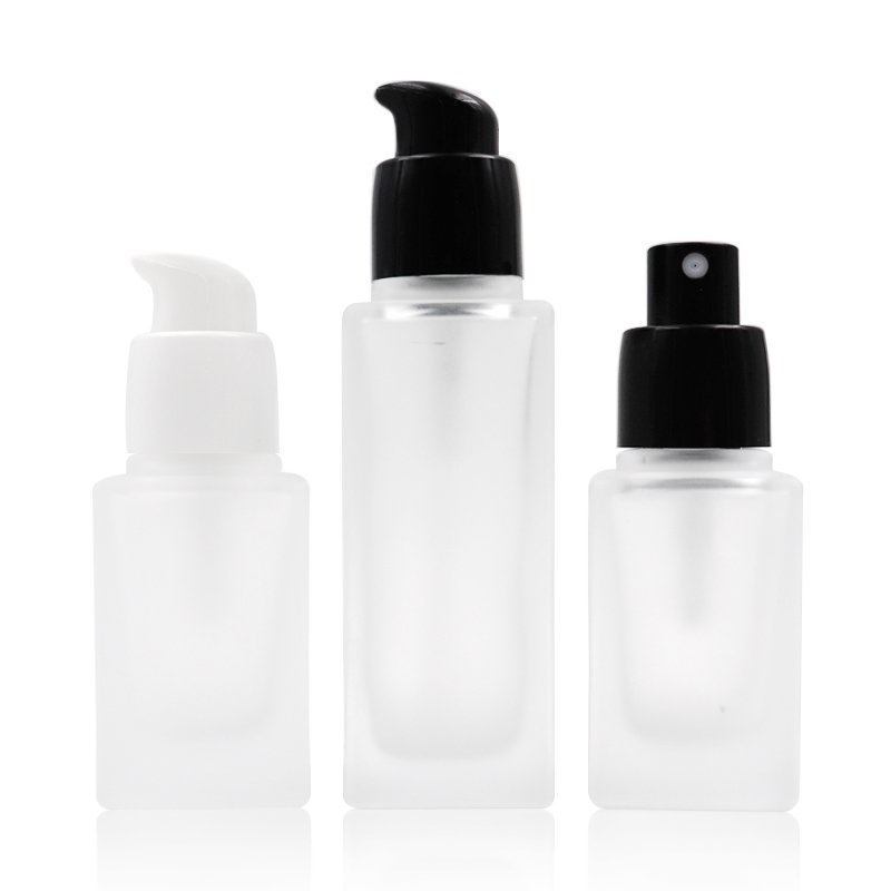 custom factory 20ml 30ml 40ml cosmetic packaging frosted empty serum pump lotion liquid foundation glass bottle with pump