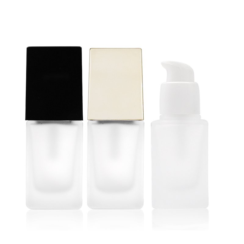 custom factory 20ml 30ml 40ml cosmetic packaging frosted empty serum pump lotion liquid foundation glass bottle with pump