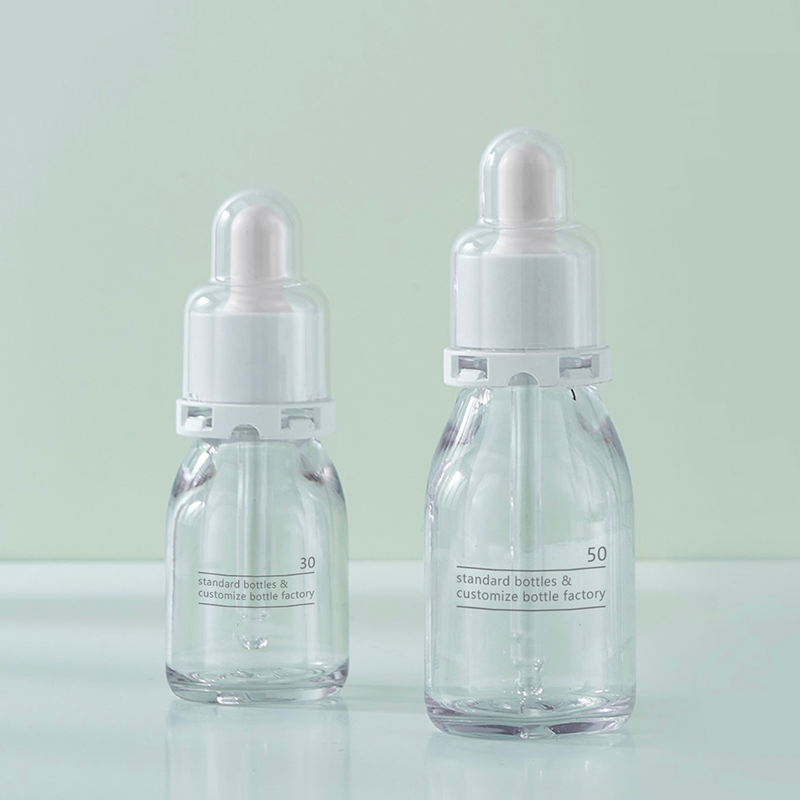 Fancy Cosmetic Dropper Bottle 30ml Thick Bottom Essence Glass Bottle colorful Amber Clear Serum Skincare box Packaging