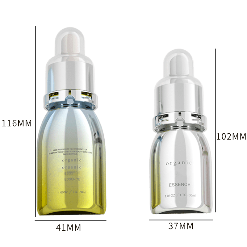 Fancy Cosmetic Dropper Bottle 30ml Thick Bottom Essence Glass Bottle colorful Amber Clear Serum Skincare box Packaging
