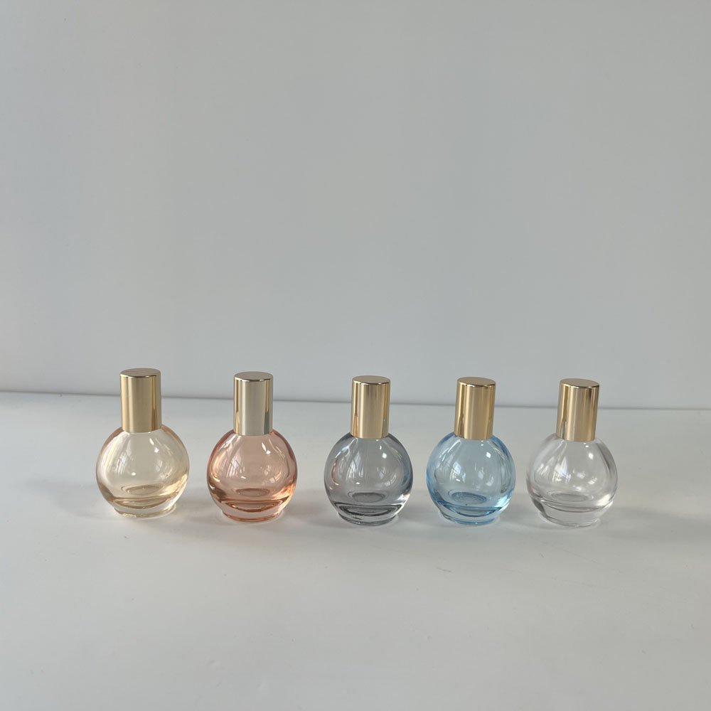 Wholesale 10ml bulb shape pink grey clear blue orange color natural stone gemstone roller essential oil glass bottles