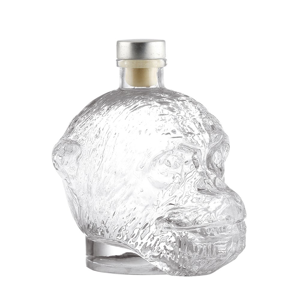 Fancy 700ml Orangutan Head Shaped Glass Bottle Ape Vodka Brandy Cognac Whisky Tequila Bottle Vintage Spirits Liquor Container