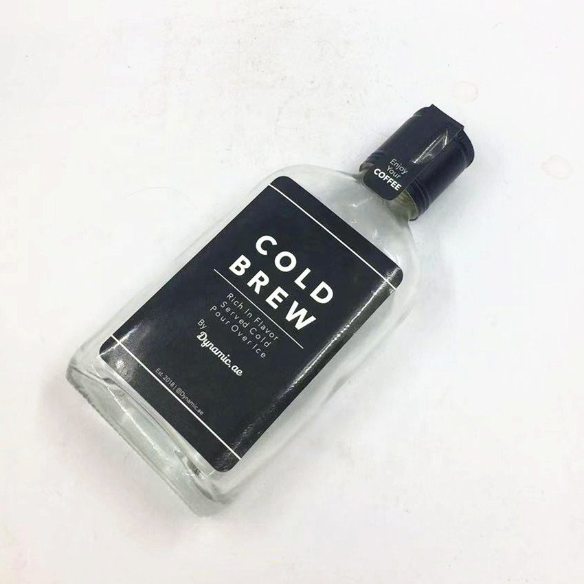 Empty Flat Hip Flask 200ml Wine Whiskey Glass Bottle Liquor Cold Brew Coffee Water Milk Juice Glass Bottle With Logo Printing