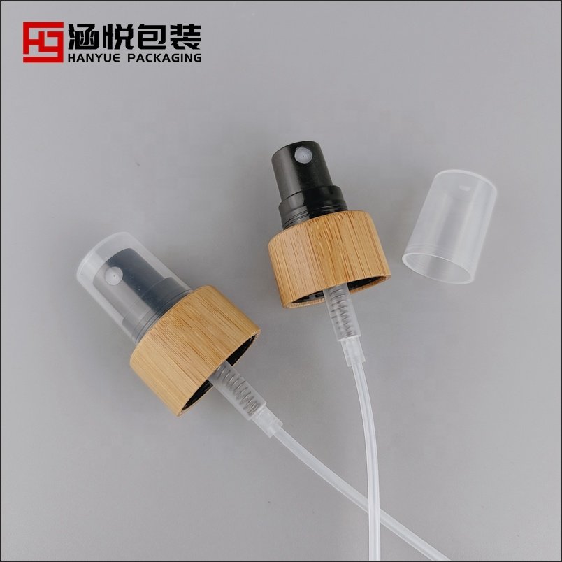 Flat shoulder glass bottle 100 ml 120 ml 150 ml cosmetic sprayer frosted glass bottle with bamboo spray pump