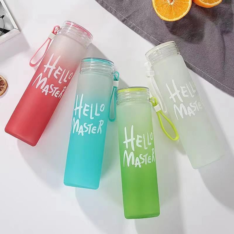 The best-selling gradient glass water bottle with lid, frosted color, wide mouth custom logo, promotional gift cup