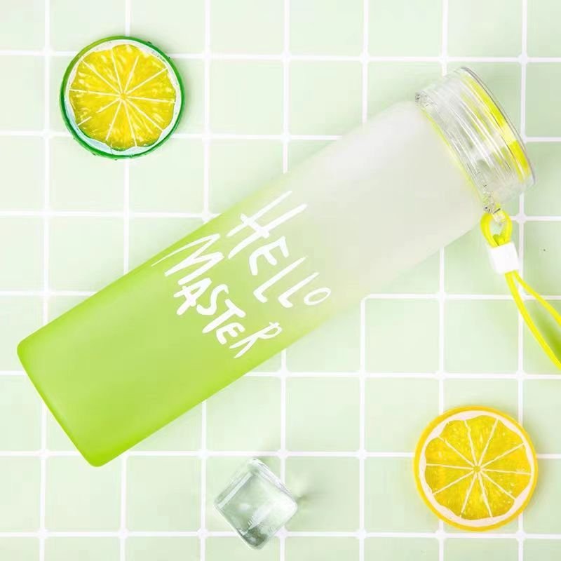 The best-selling gradient glass water bottle with lid, frosted color, wide mouth custom logo, promotional gift cup
