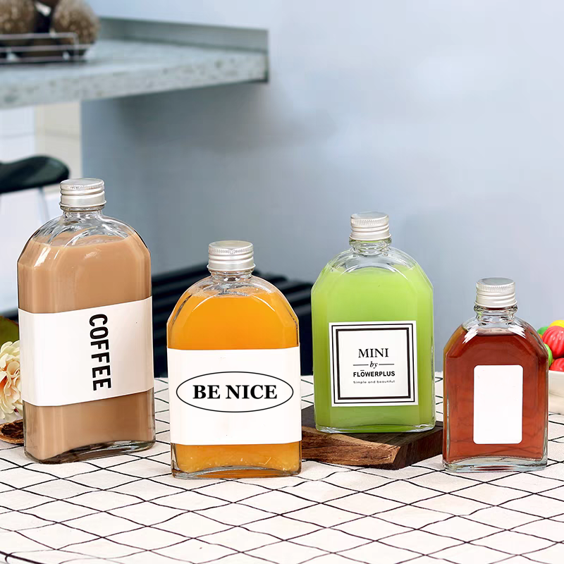 100ml 200ml 250ml 350ml 500ml Flint Flask Beverage Coffee Glass Bottle Wholesale Customized Glass Manufacturer Bottle