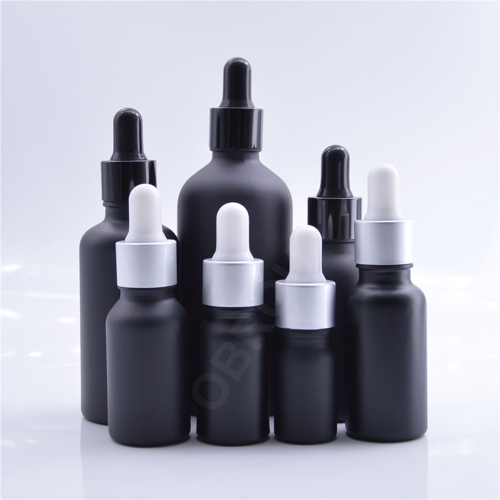 Matte black Glass dropper bottles 30ml black oil dropper 10ml 20ml 50ml 100ml essential oil perfume glass dropper bottles
