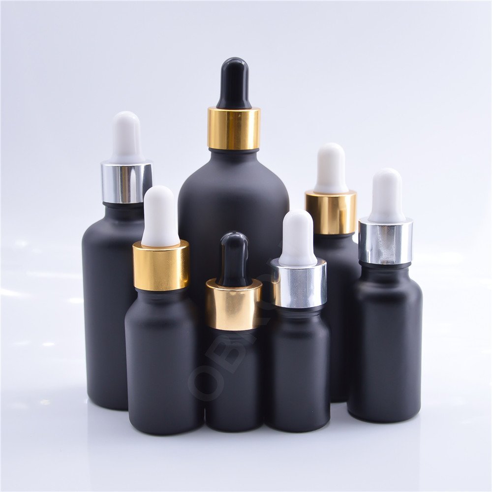 Matte black Glass dropper bottles 30ml black oil dropper 10ml 20ml 50ml 100ml essential oil perfume glass dropper bottles