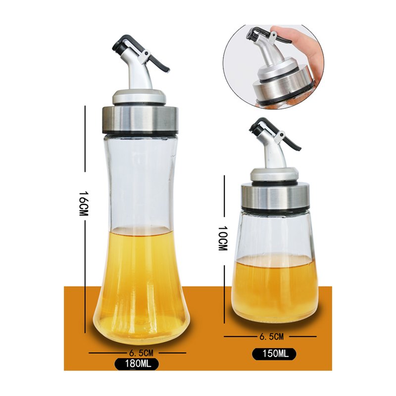 Olive Oil And Vinegar Cruet Small Wine Dispenser Glass Bottles With Stainless Steel Spout