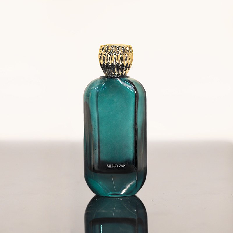 Zhenyuan Luxury Perfume Glass Bottle 100ml Custom Color Thick Bottom Round Flat Packaging