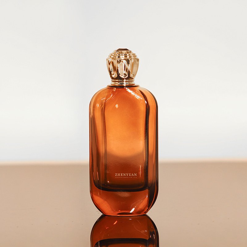 Zhenyuan Luxury Perfume Glass Bottle 100ml Custom Color Thick Bottom Round Flat Packaging