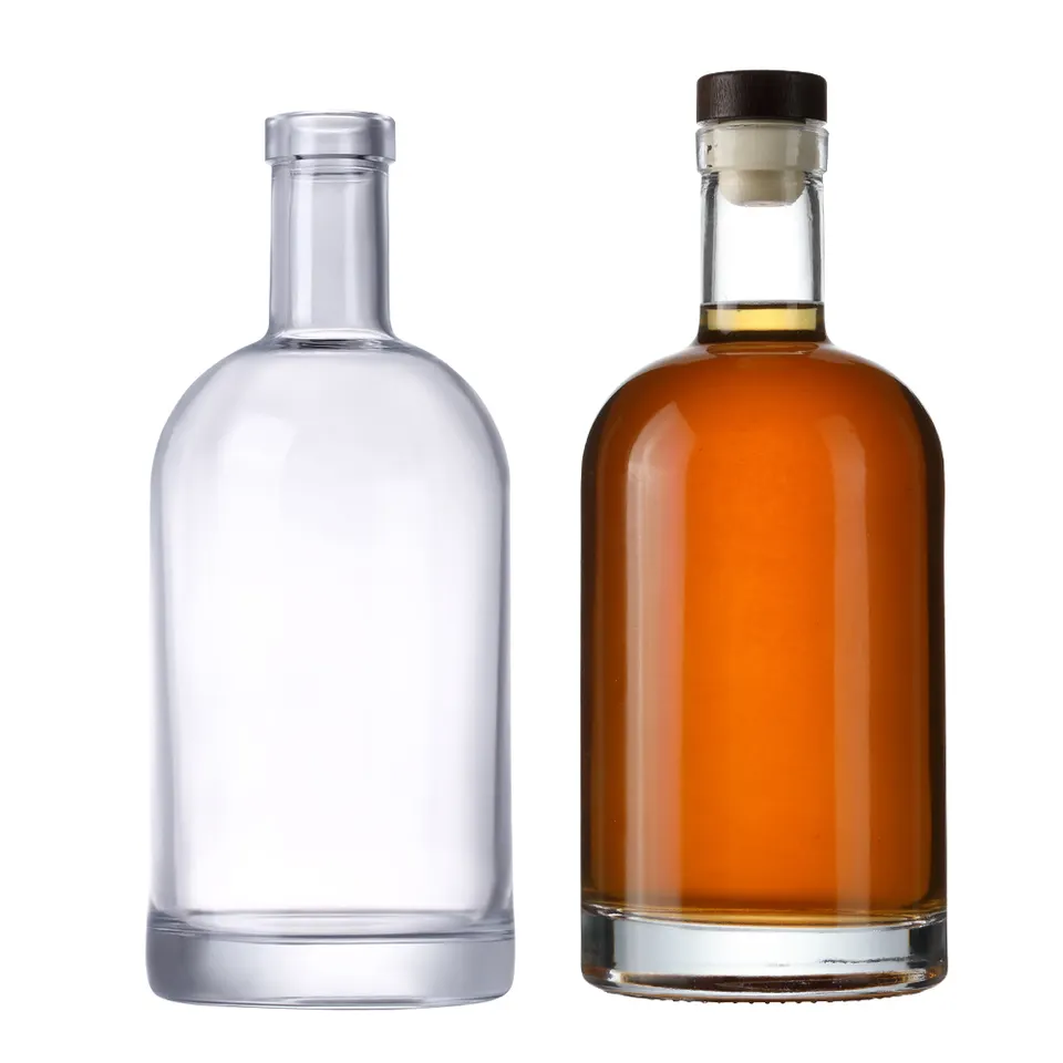 Wholesale 250ml 375ml 500ml Liquor Vodka Whiskey Wine Round Stackable Bottle Mini Cute Gin Glass Bottle