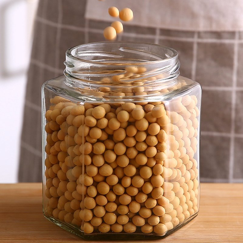 factory cheap price wholesale High quality bottle 280ml 450ml 730ml Hexagonal shaped glass Hexagon jam honey jar with metal lids