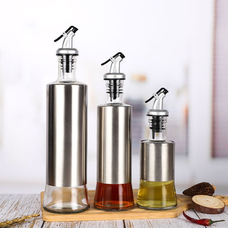 200ml 300ml 500ml Kitchen No Spills Stainless Steel Glass Kitchen Vinegar Oil Dispenser Bottle