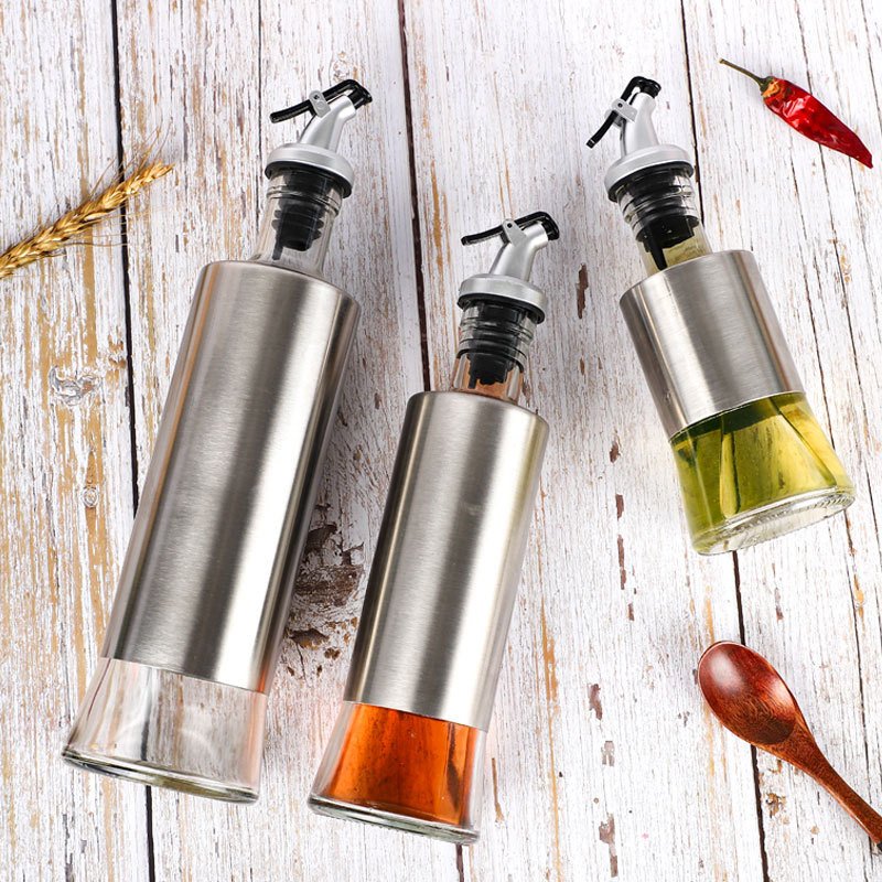 200ml 300ml 500ml Kitchen No Spills Stainless Steel Glass Kitchen Vinegar Oil Dispenser Bottle