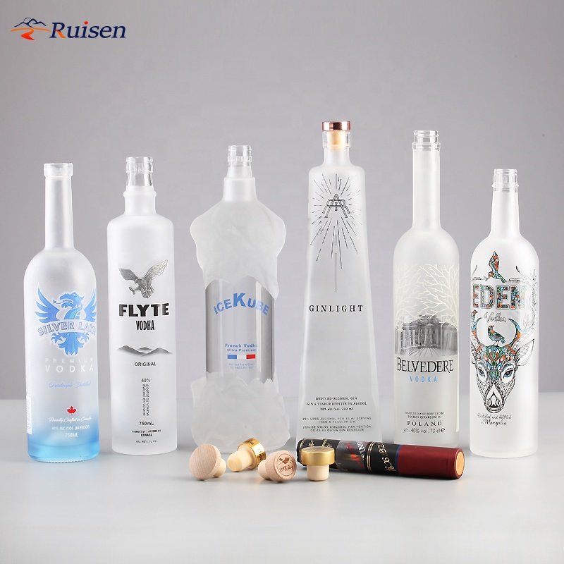 750ML Screen Printing Vodka Bottle Frosted White Glass Bottle For Vodka