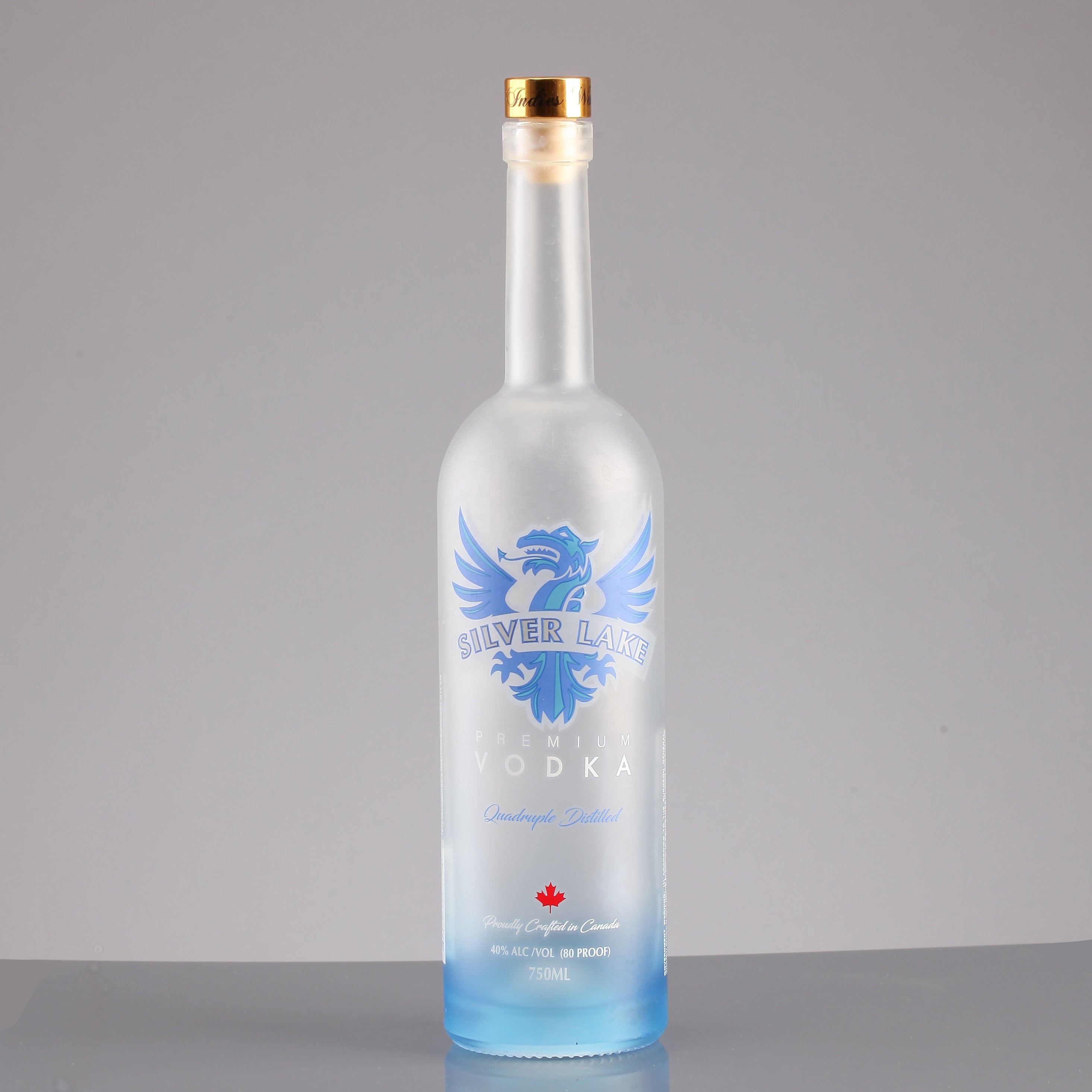 750ML Screen Printing Vodka Bottle Frosted White Glass Bottle For Vodka