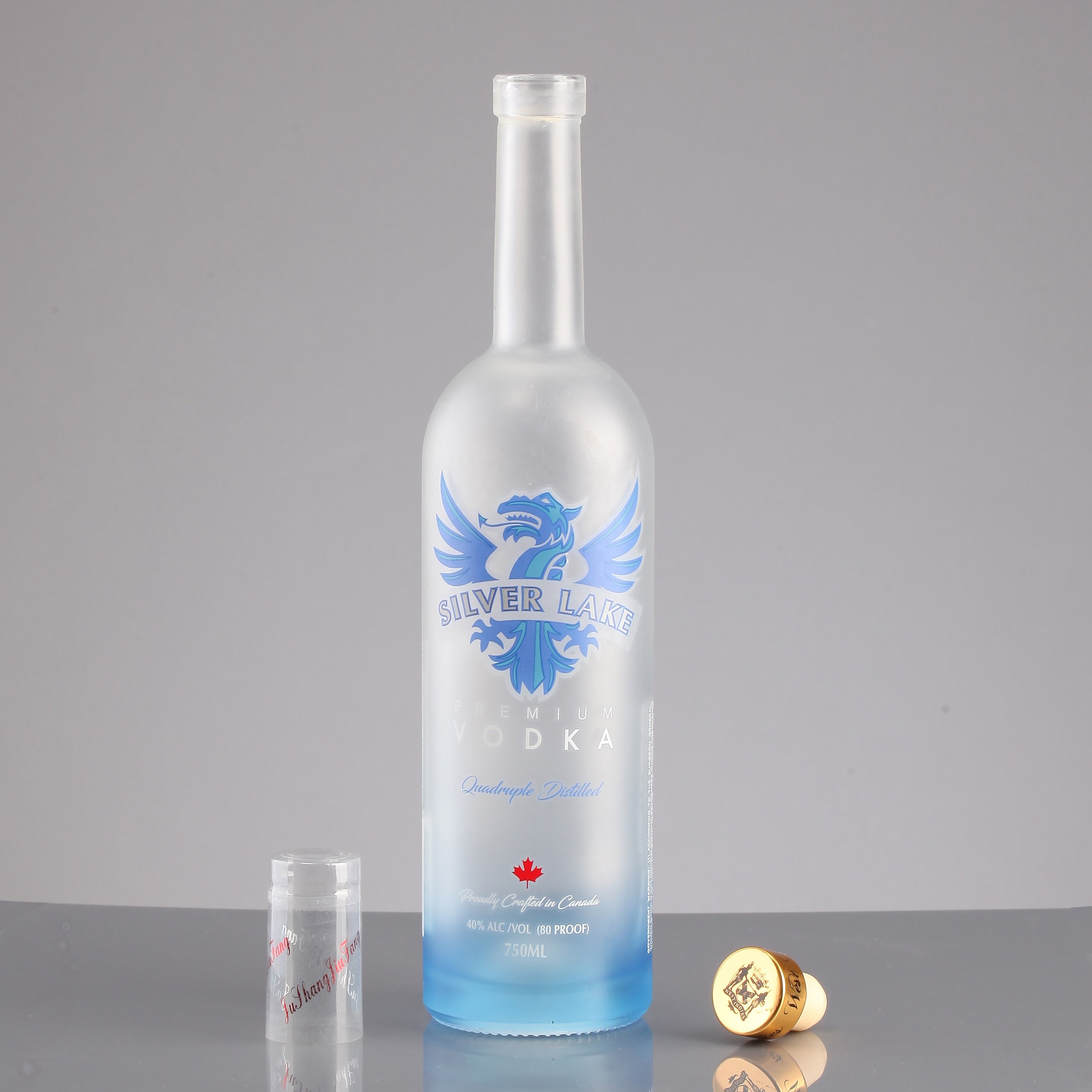 750ML Screen Printing Vodka Bottle Frosted White Glass Bottle For Vodka