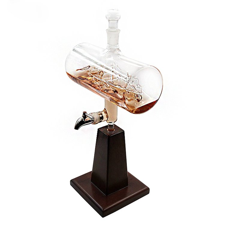 Top Selling Handmade 1000ml Glass Barrel Whiskey Wine Decanter Whiskey Set With Whiskey Glasses Whisky Cup