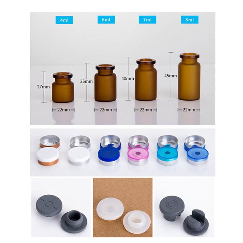 Wholesale 4ML 6ML 7ML 8ML Frosted Amber Clear Penicillin Powder Essence Reagent Ampoule Glass Bottle