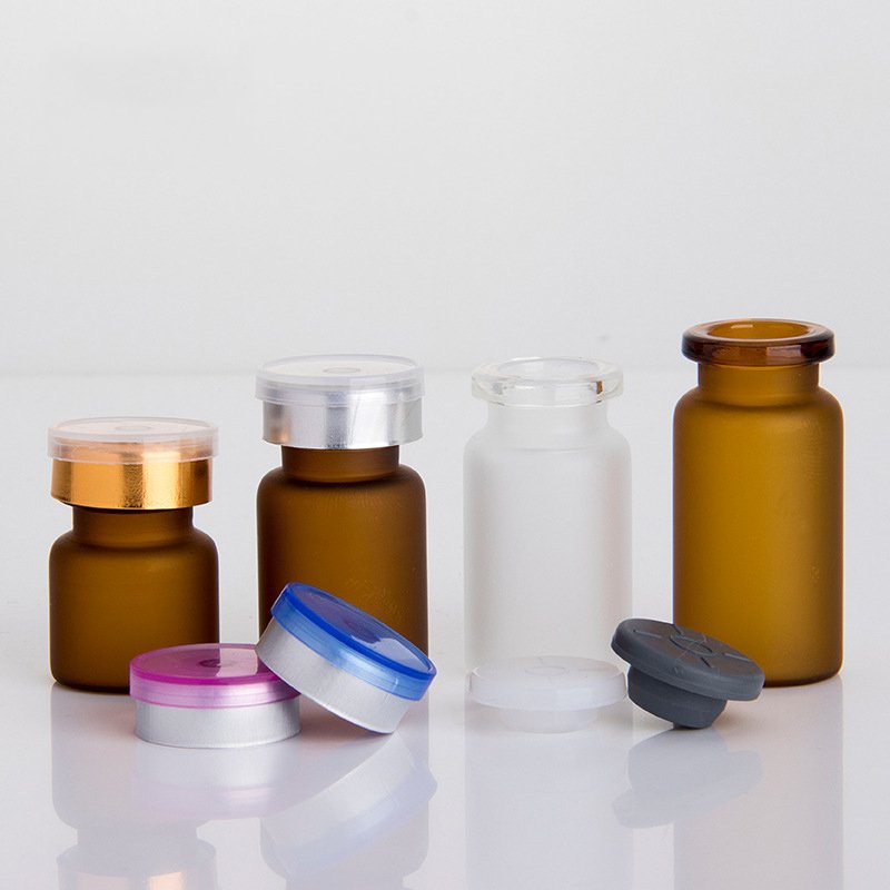 Wholesale 4ML 6ML 7ML 8ML Frosted Amber Clear Penicillin Powder Essence Reagent Ampoule Glass Bottle