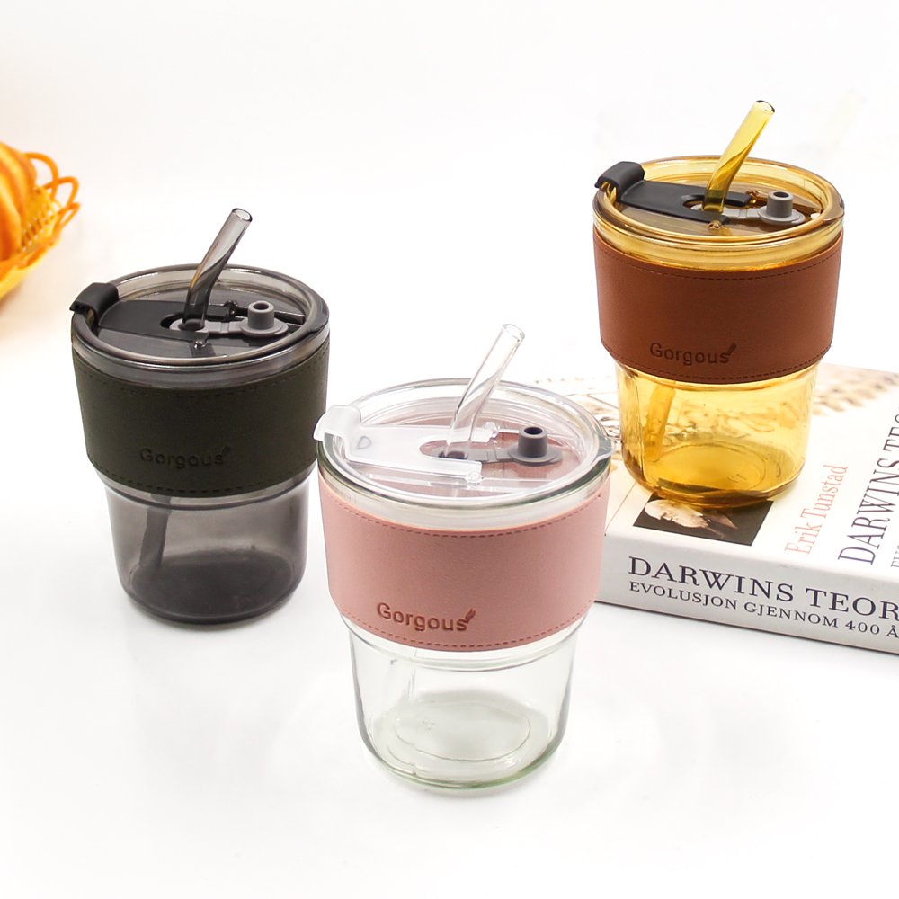 Custom Mug Thicken Tea Coffee Restaurant Vintage Dome Amber Water Glass Cup With Lid And Straw