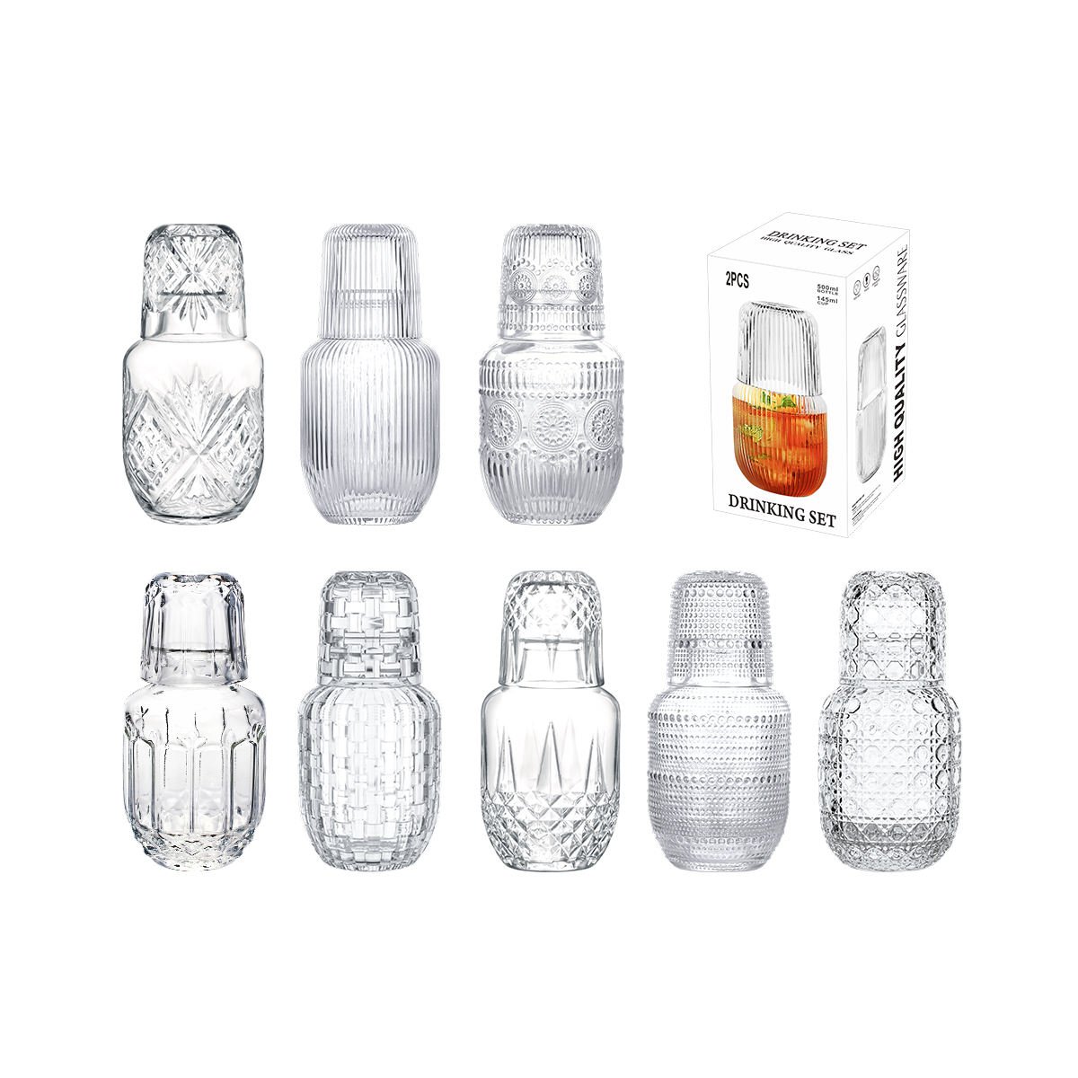 New Design Embossed Whiskey Glass Bottle High Quality Hot Sale Clear Engraving 530ml Whiskey Glass Decanter