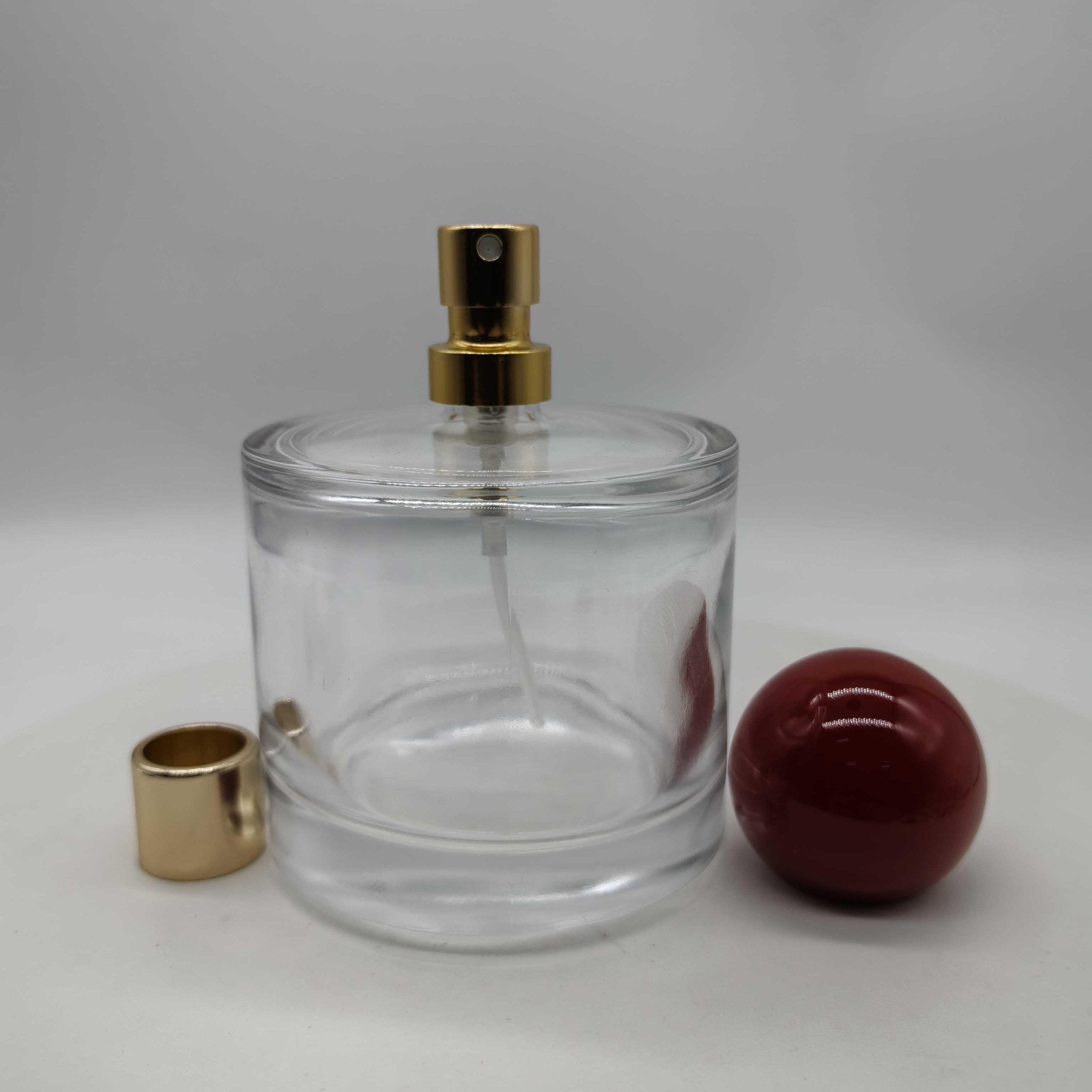 hot sale empty luxury 30ml 50ml 100ml FEA crimping pump clear fragrance all aluminum mist spray with cap perfume glass bottle
