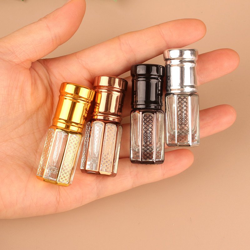 3ml 6ml roll on roller rose gold black silver gold glass bottle personalized perfume essential oil bottles