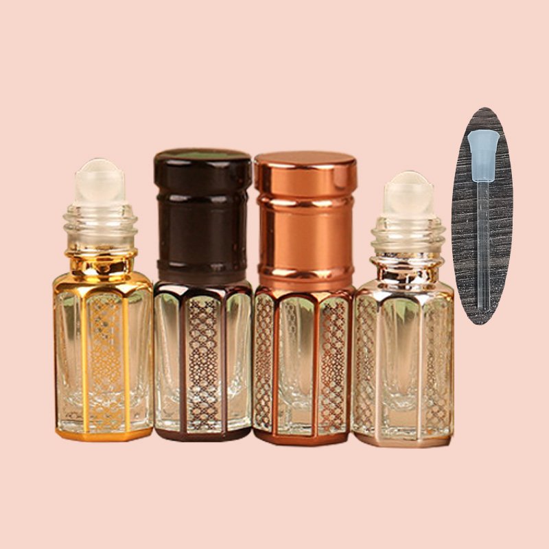 3ml 6ml roll on roller rose gold black silver gold glass bottle personalized perfume essential oil bottles