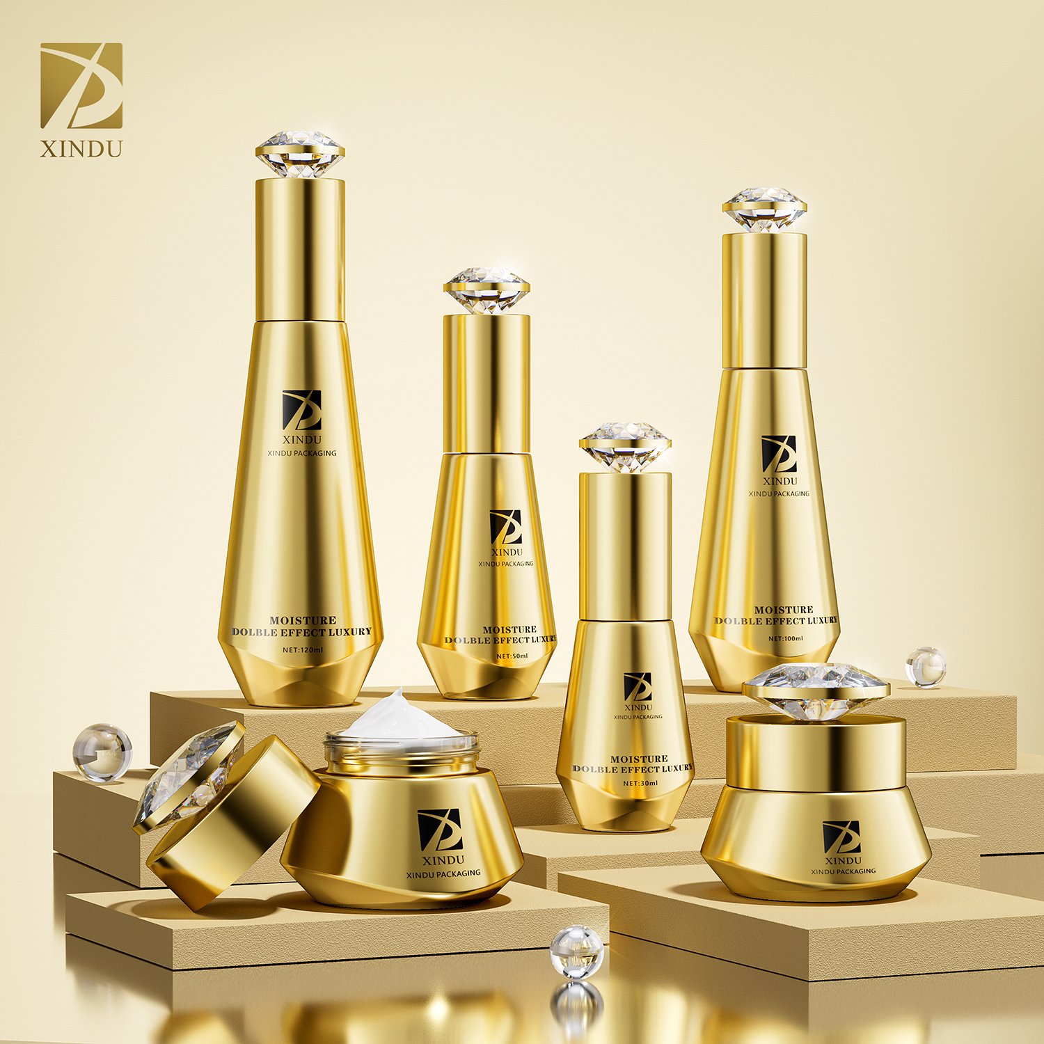 30g 50g 30ml 50ml 100ml luxury customization glass bottle for cosmetic packaging set custom cream lotion serum glass bottle set