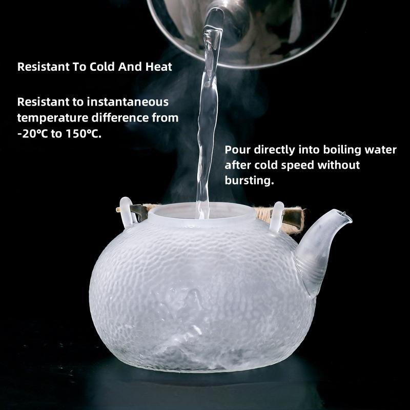 Wholesale Clear Glass Kettle With Copper Handle Teapot Microwave Safe Resist High Temperature Glass Teapot 700-900ML