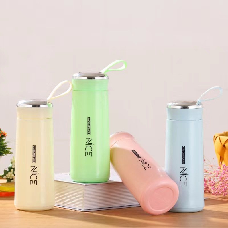 Nice glass bottle 400ml double glass with handle portable high quality glass bottles for students wholesale advertising gift