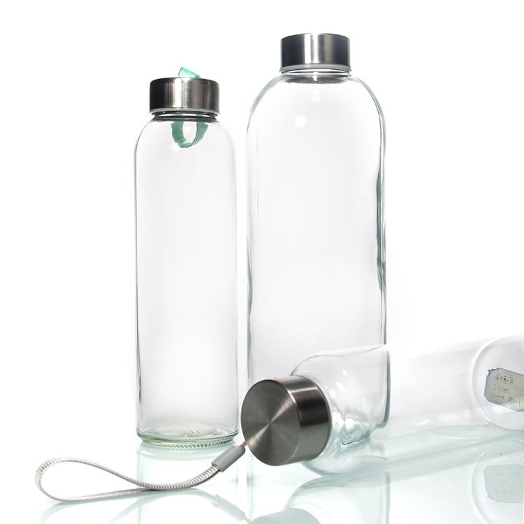 Borosilicate Glass Water Bottle with Stainless Steel Lid High Quality 750ml 1L Gym CLASSIC Adults Transparent Sustainable 1000