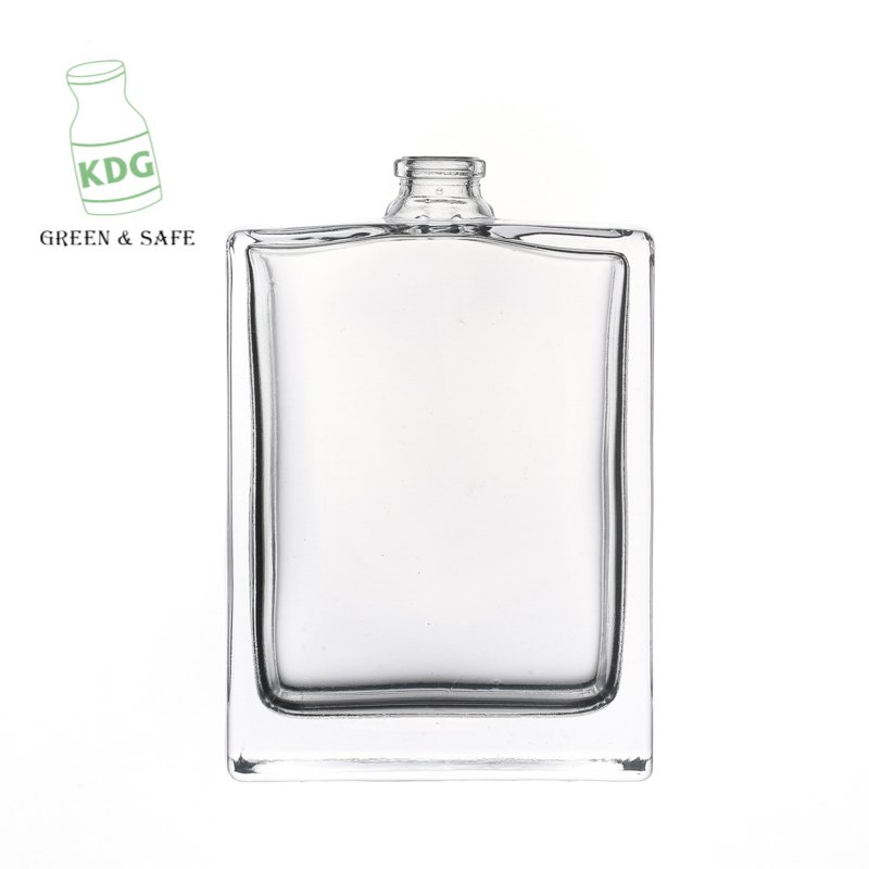 KDG Brand High end quality wholesale 110ml beverage bottles empty transparent perfume glass bottle with lids