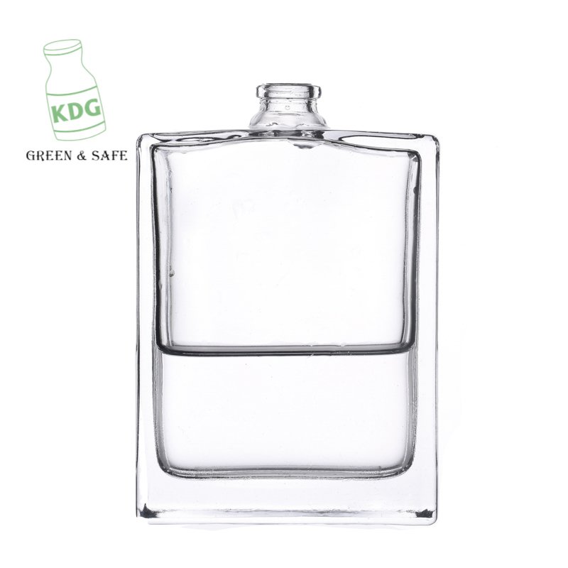 KDG Brand High end quality wholesale 110ml beverage bottles empty transparent perfume glass bottle with lids