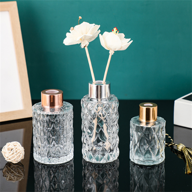 Vintage embossed apothecary style 80ml 120ml 150ml aroma clear lempty reed diffuser bottle