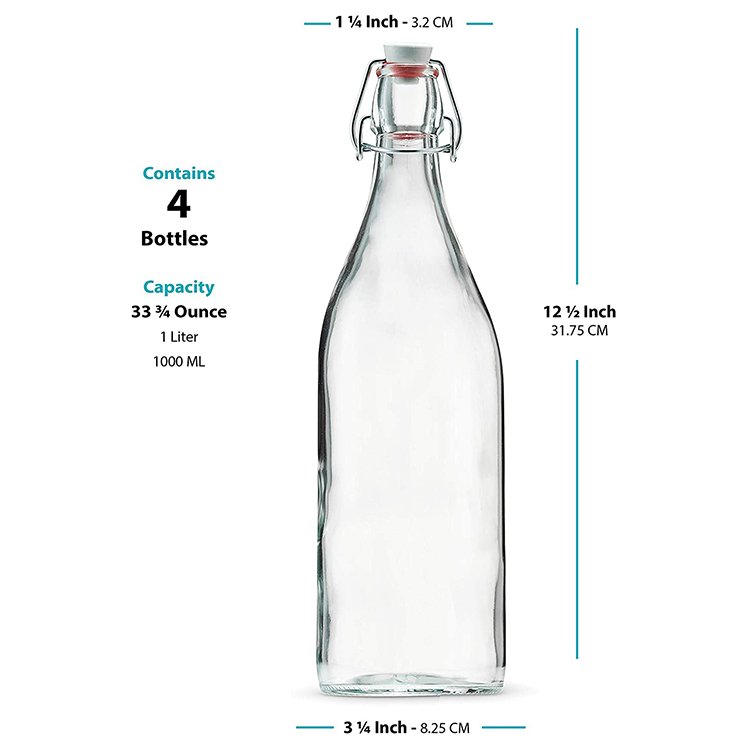 Factory Direct Custom Swing Top Glass Bottle With Swing Top