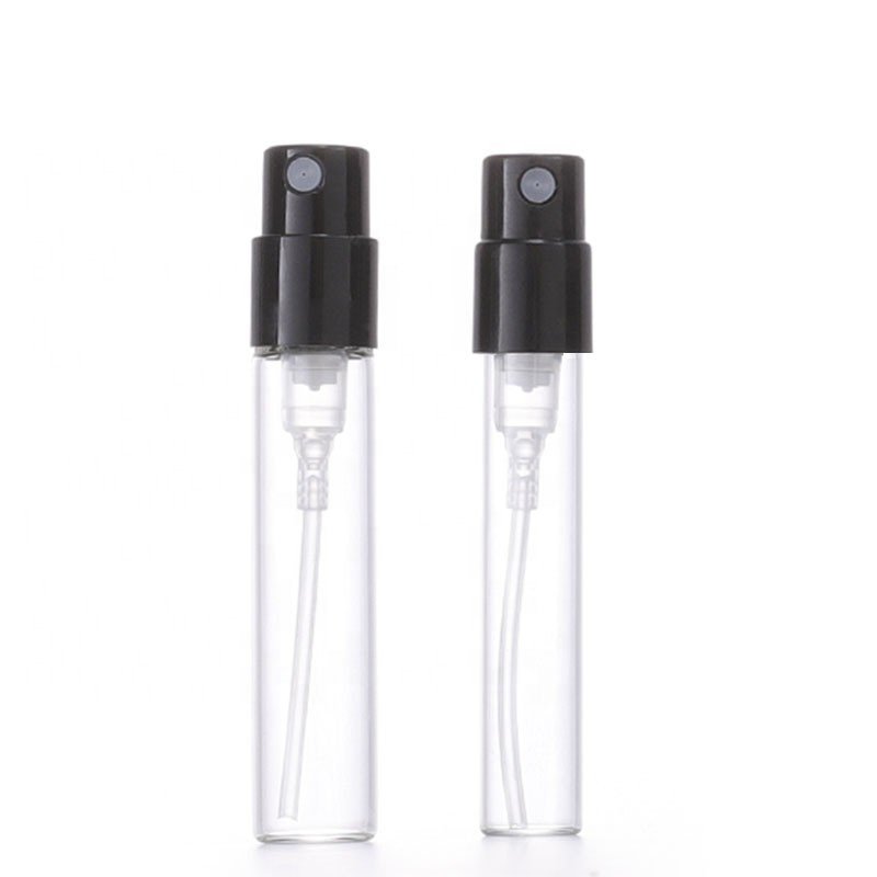 custom clear 1ml 1.5ml 1.8ml 2ml 2.5 ml fragrance oil sample perfume bottle packaging glass silver perfume bottle vial with card