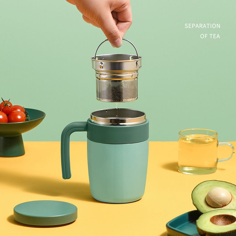 400Ml Custom Logo Stainless Steel Vacuum Mug Cup With Handgrip Insulated Tea Coffee Glass Bottles For Essential Oils
