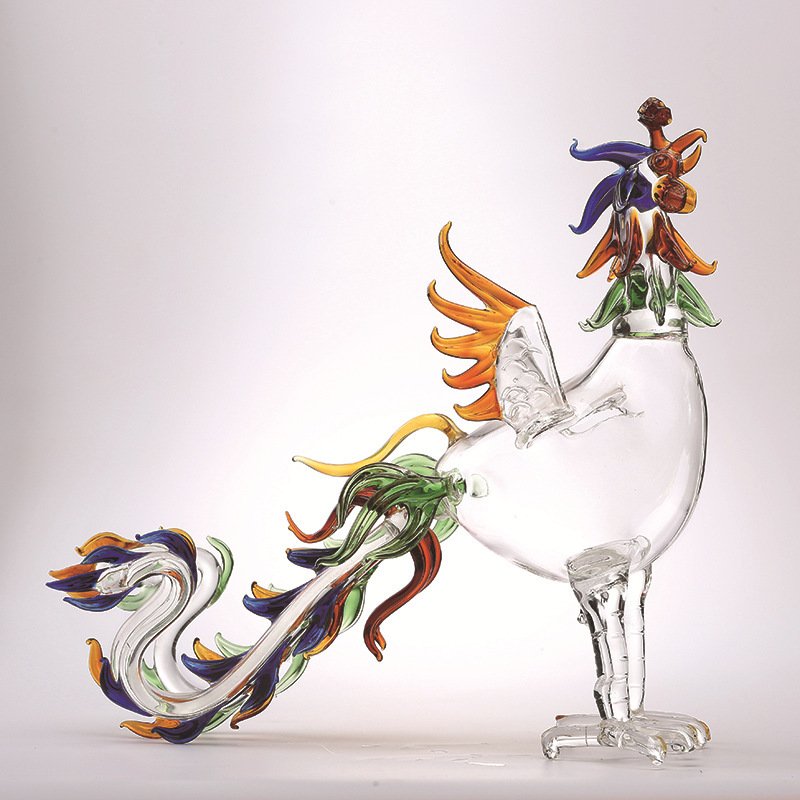 500ml/1000ml Animal glass bottle zodiac rooster decanter thick hollow high borosilicate glass decanter chicken