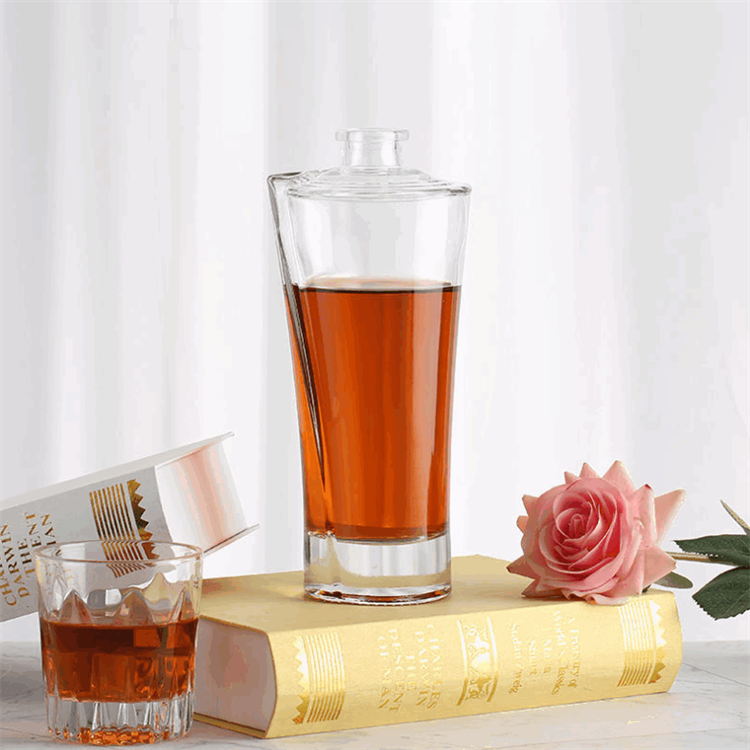 Crystal Clear Empty Whiskey Glass Bottle Rectangle Brandy Gin Rum Wine Bottle