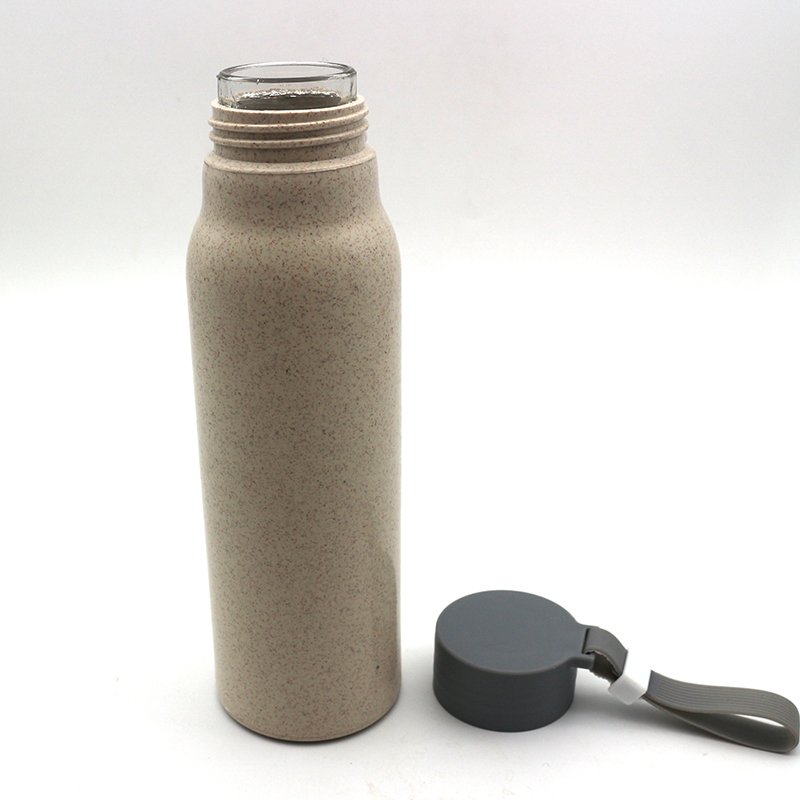 300ML Wholesale China manufacturer custom double wall insulated wheat glass drinking water bottle