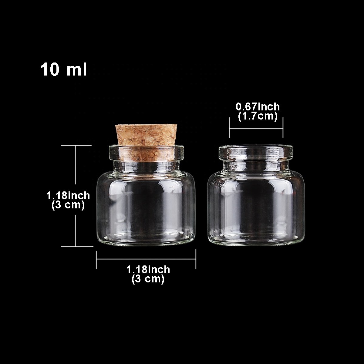 5pcs 10ml Mini Glass bottle with Cork Lids Potion bottles Glass Jars Glass vessels Message Bottles for Wedding party