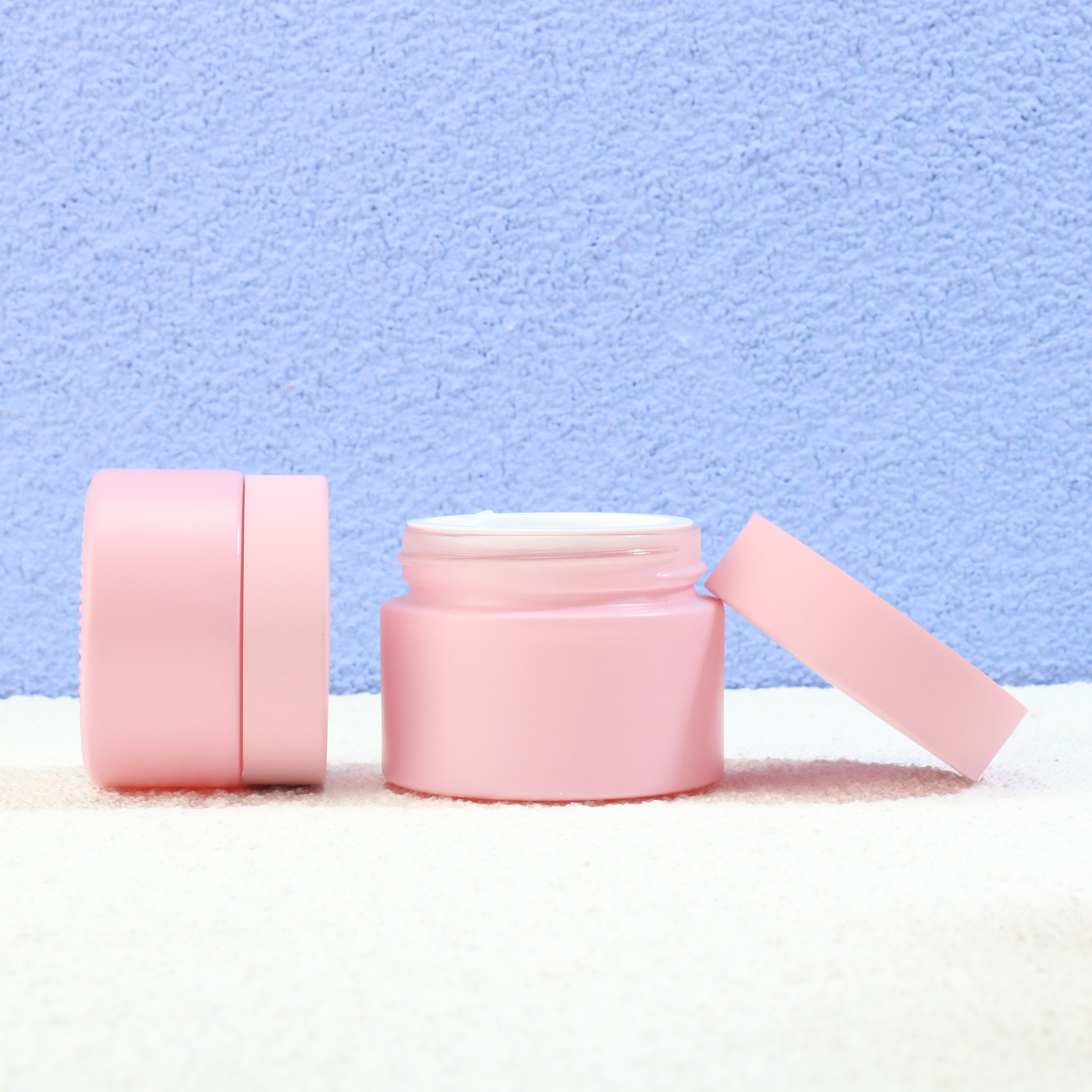Hot sale matte pink skin care bottle packaging set 30g face cream jar 50ml dropper sprayer body oil bottle lotion pump bottle