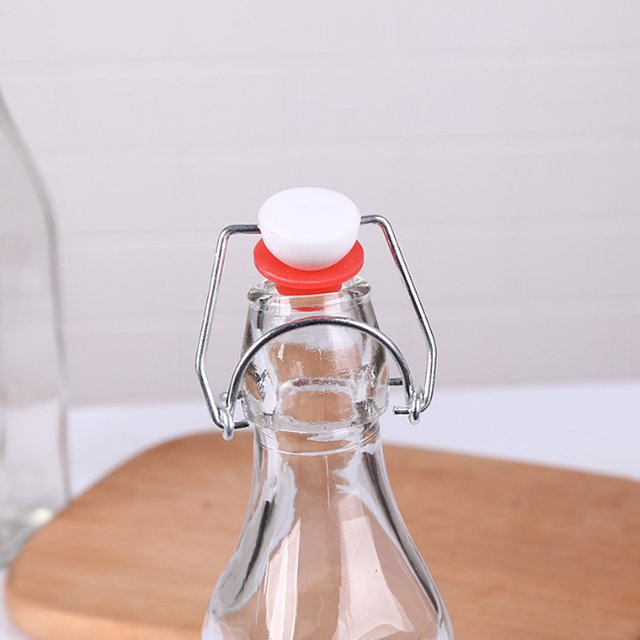 Transparent Rectangle custom bottles glass wine glass bottle with lid with swing top with flip-top