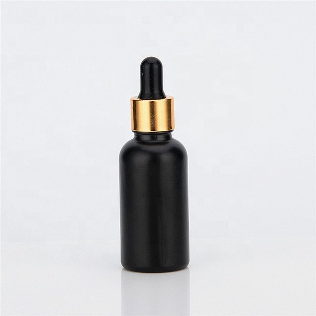 Custom Matte Black Oil Bottle With Glass Bottle With Black Dropper