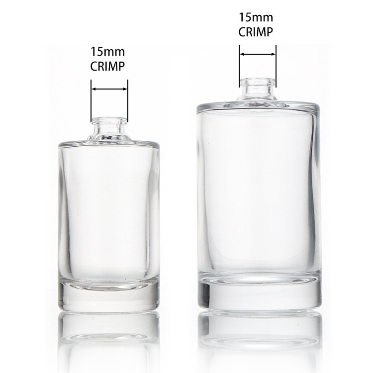 Black perfume cap wholesale cylindrical 50ml bayonet transparent glass bottle high-end perfume bottle
